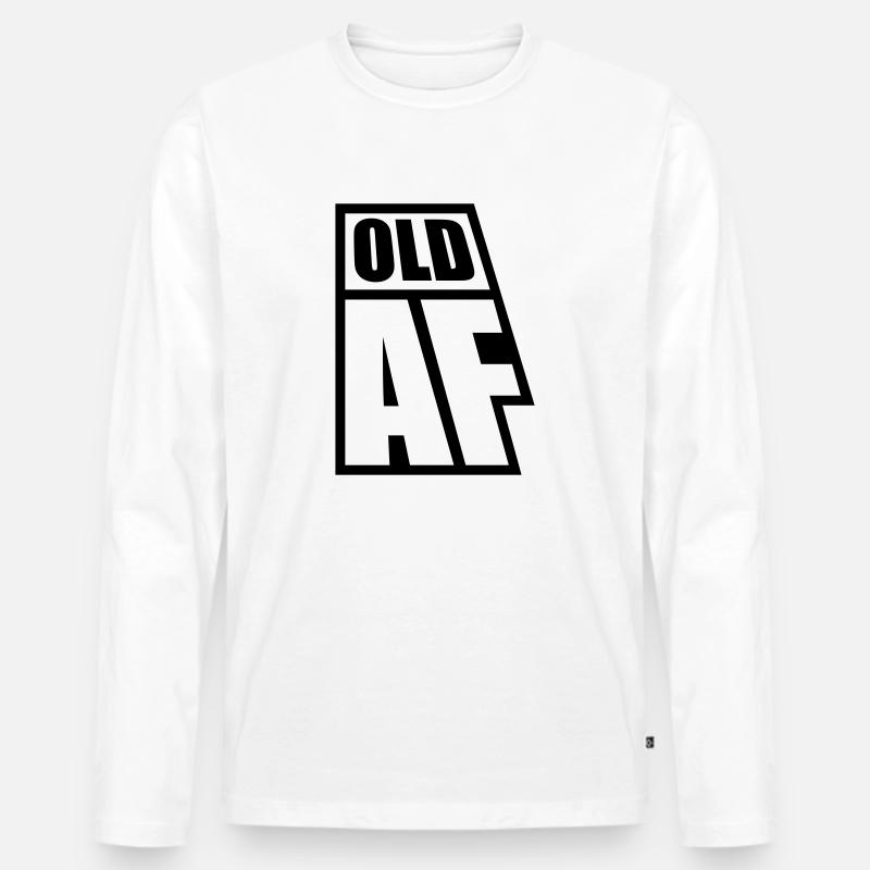 old AF Text Logo - Männer Premium Bio Langarmshirt - Weiß