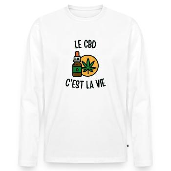 Le CBD c'est la vie - T-shirt manches longues Premium bio Homme - blanc - Devant - Nico (187cm)