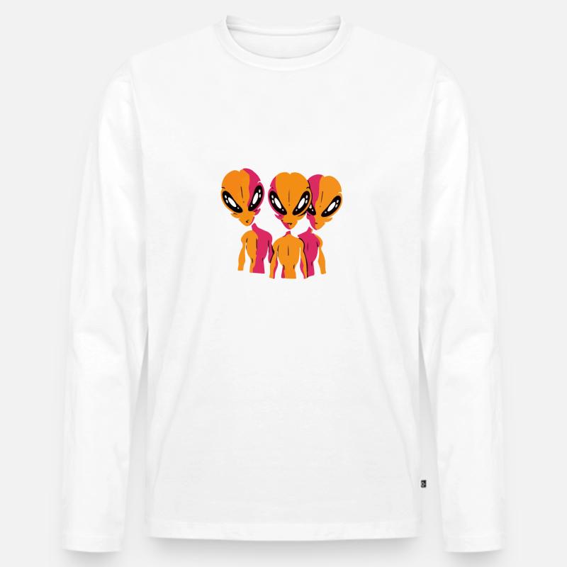 Relax Alien Design - Männer Premium Bio Langarmshirt - Weiß