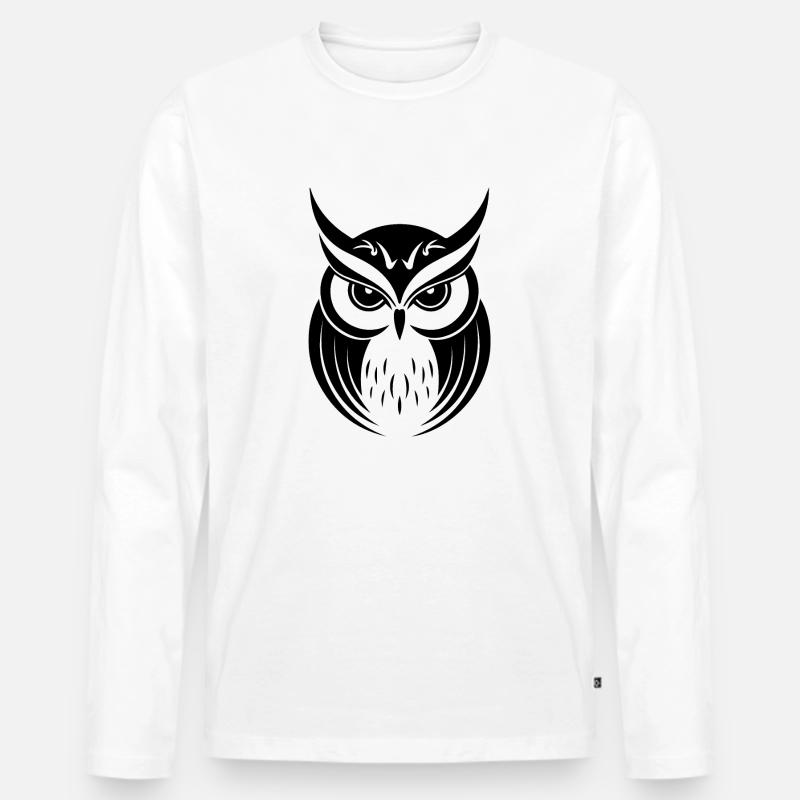 Eule Eulen Vogel Vögel - Männer Premium Bio Langarmshirt - Weiß