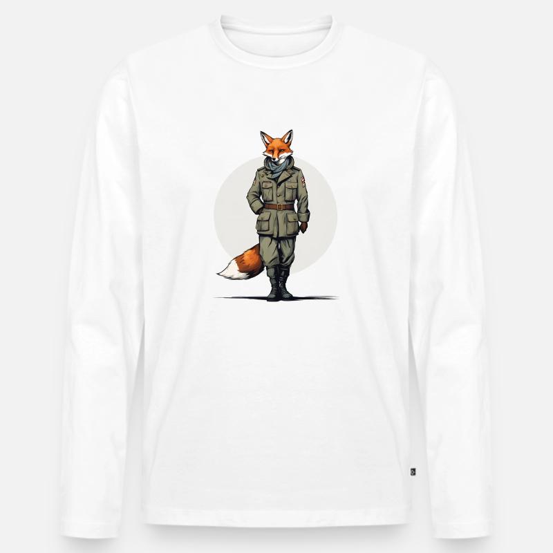 Fox - Männer Premium Bio Langarmshirt - Weiß