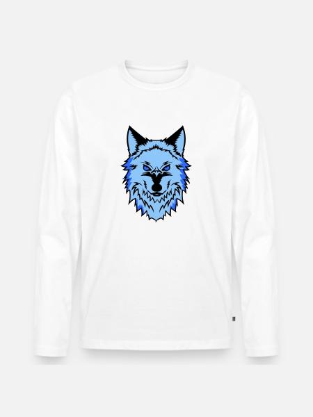 wolf - Männer Premium Bio Langarmshirt - Weiß
