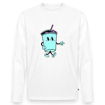 drink cartoon - Männer Premium Bio Langarmshirt - Weiß - Vorne - Nico (187cm)