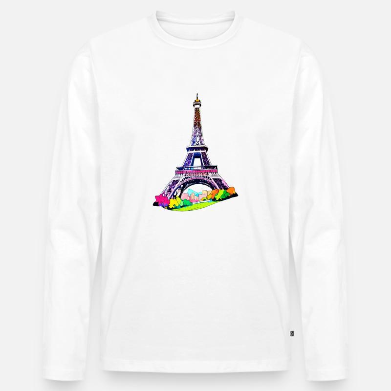 Eiffelturm #2 - Männer Premium Bio Langarmshirt - Weiß