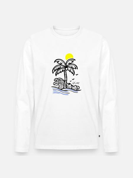 Palm Tree Holidays Beach Summer - Men's Premium Organic Long Sleeve Shirt - white