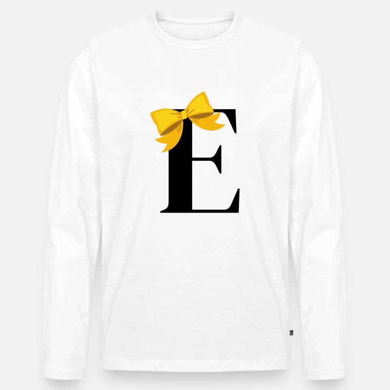 Buchstabe e gelbe Schleife - Männer Premium Bio Langarmshirt - Weiß