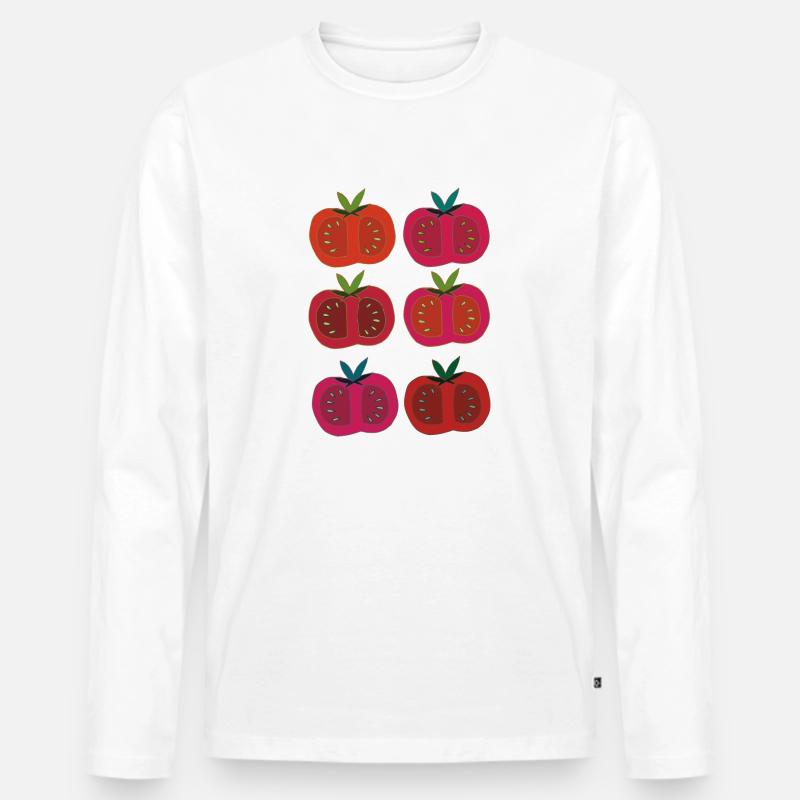 tomaten 6fach bunt - Männer Premium Bio Langarmshirt - Weiß