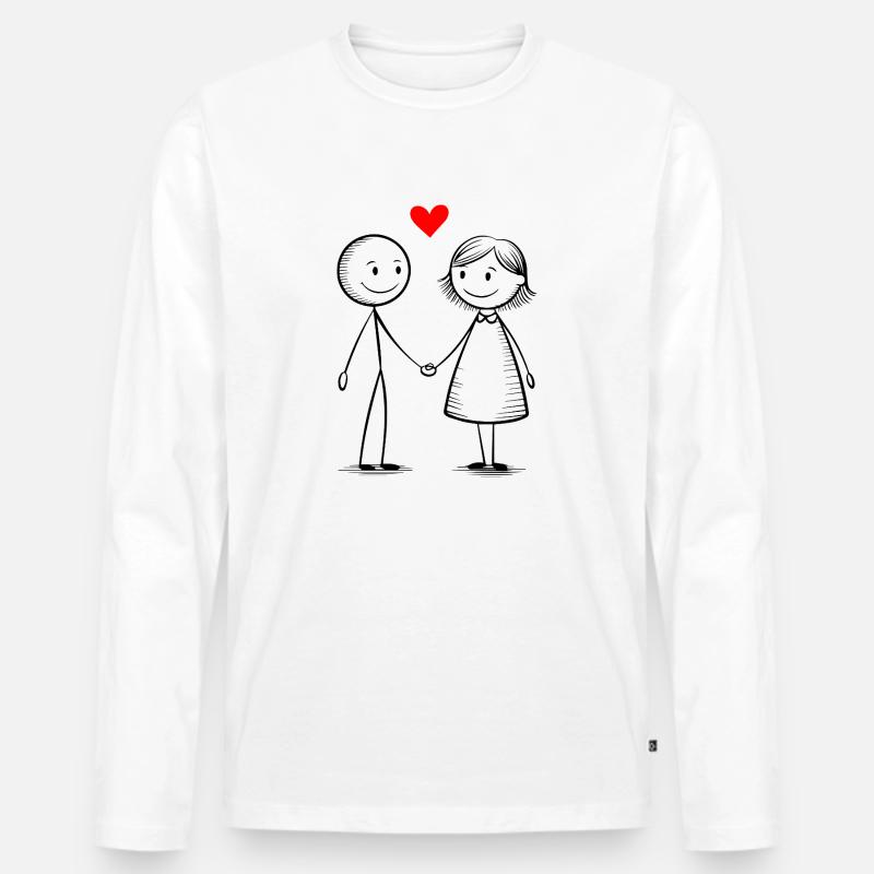 Verliebtes Paar - Männer Premium Bio Langarmshirt - Weiß
