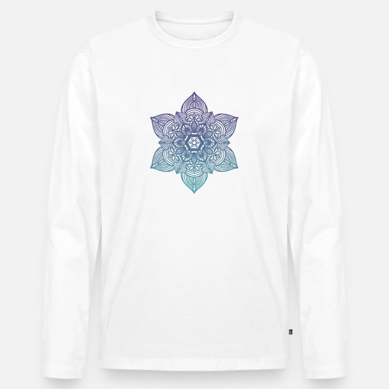 Mandala - Männer Premium Bio Langarmshirt - Weiß