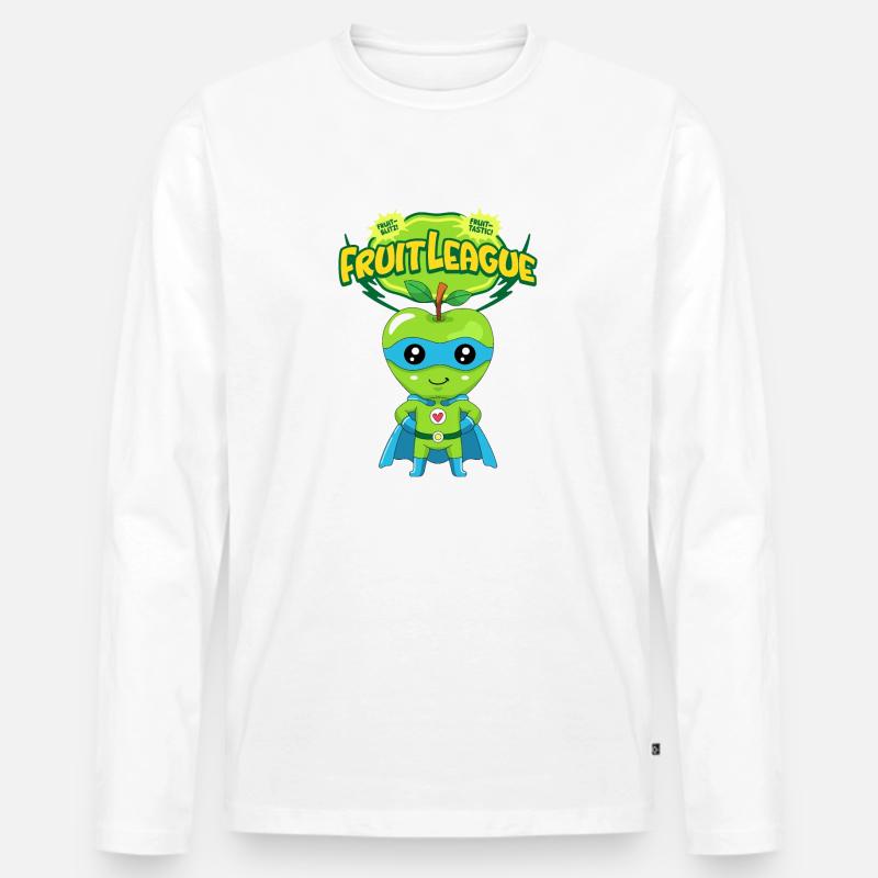Apfel im anzug - Männer Premium Bio Langarmshirt - Weiß