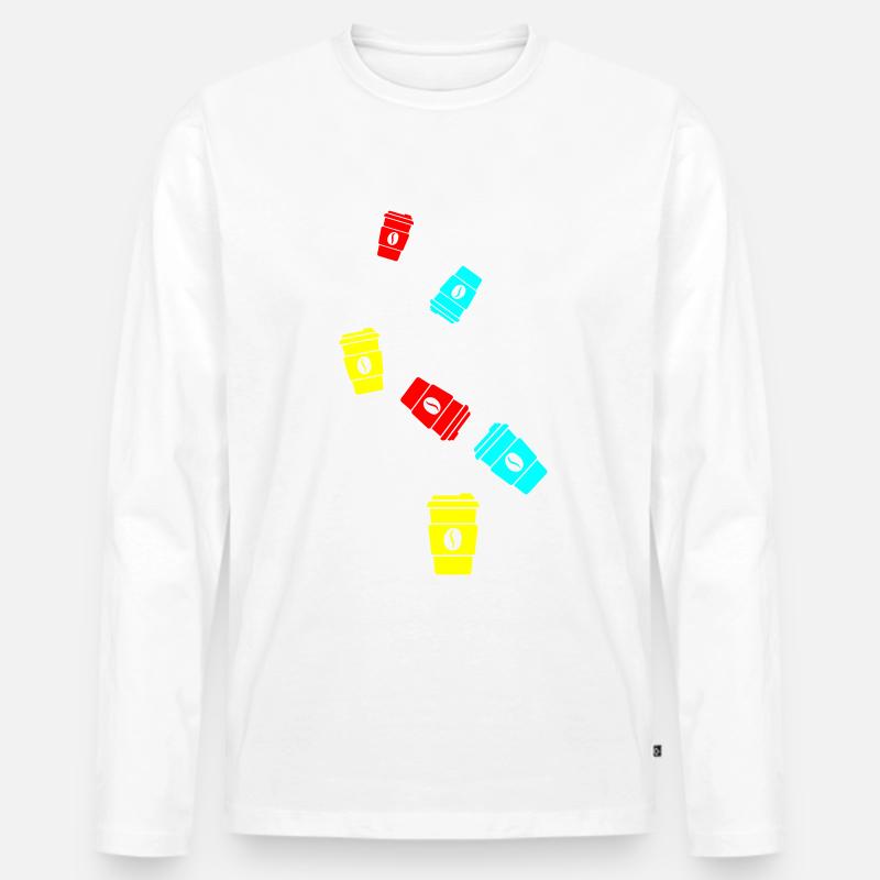 Kaffee Symbol - Männer Premium Bio Langarmshirt - Weiß