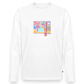 Geometrischer Klang von Cinodrago - Männer Premium Bio Langarmshirt - Weiß - Vorne - Nico (187cm)
