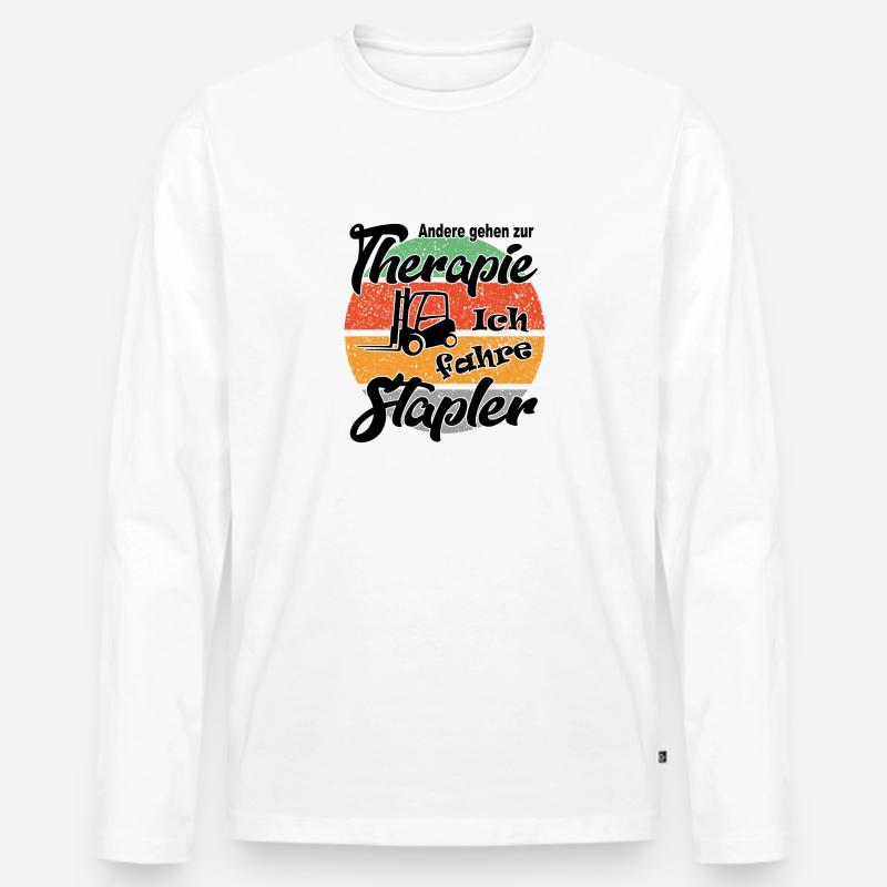 Staplerfahrer Gabelstapler Therapie - Männer Premium Bio Langarmshirt - Weiß