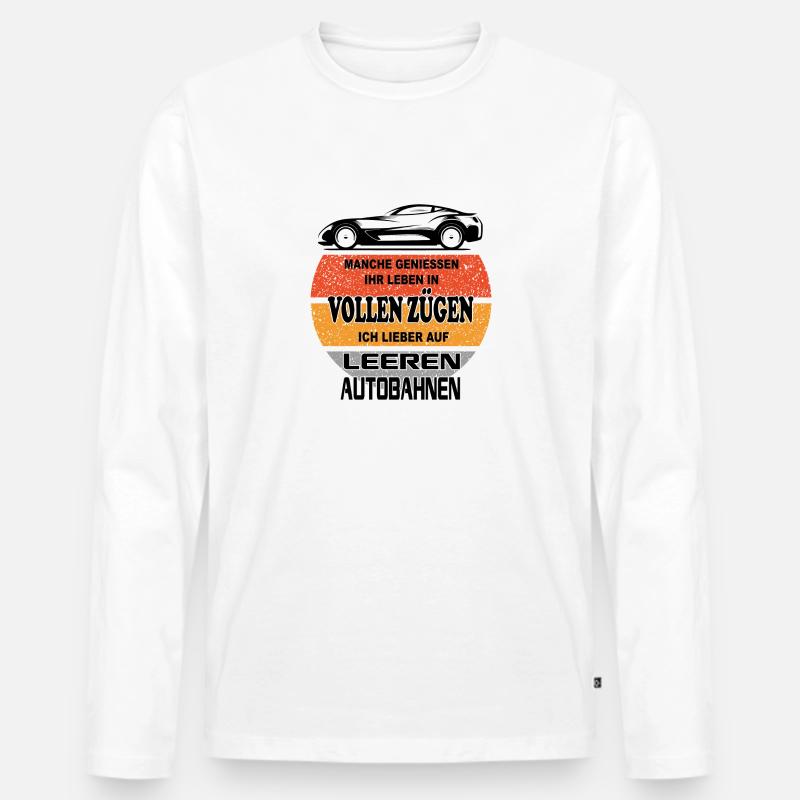 Sprüche Autofahrer Bundesbahn Autobahn - Männer Premium Bio Langarmshirt - Weiß