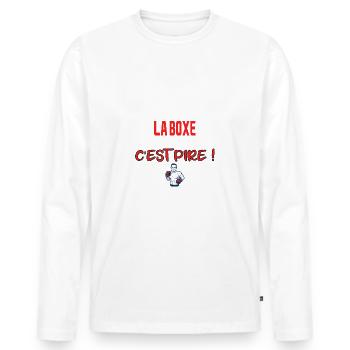Avant j'aimais la boxe maintenant c'est pire ! - T-shirt manches longues Premium bio Homme - blanc - Devant - Nico (187cm)