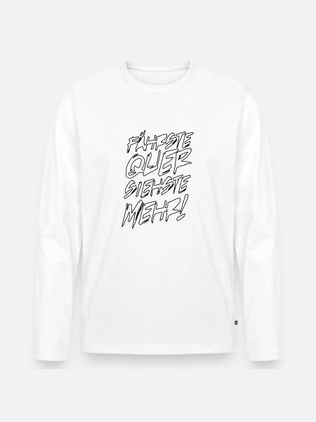 quer siehst du mehr - Männer Premium Bio Langarmshirt - Weiß