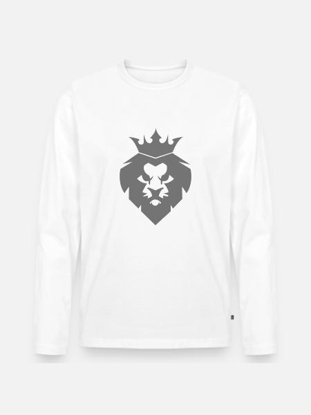 Löwe - Männer Premium Bio Langarmshirt - Weiß