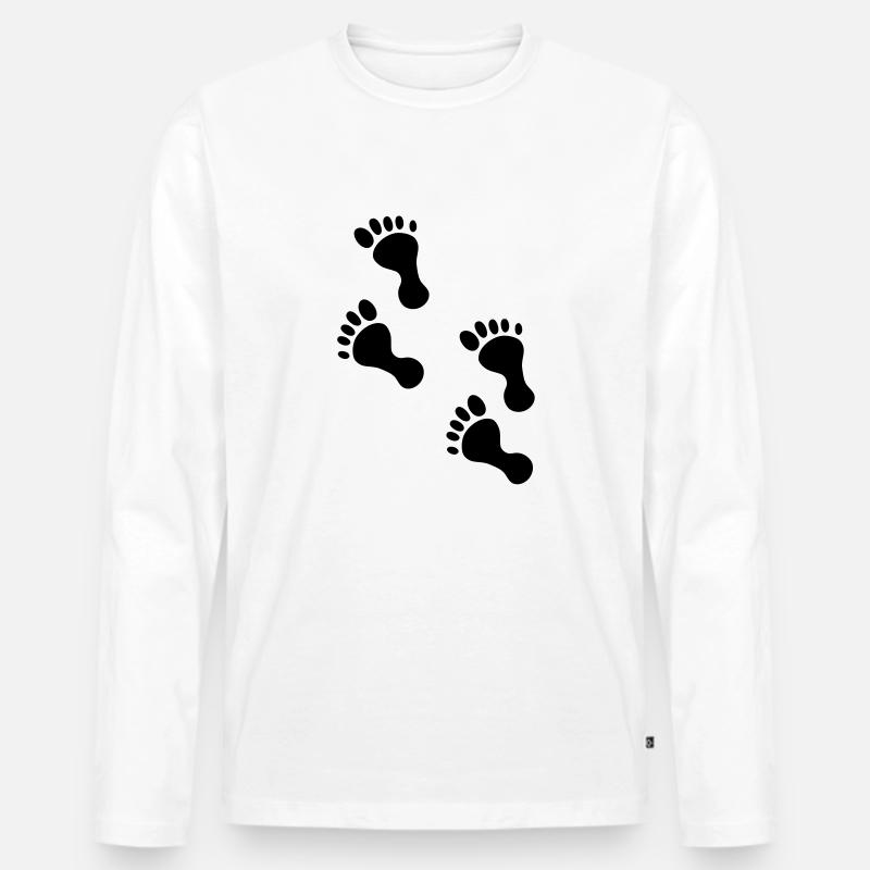 foot steps - Männer Premium Bio Langarmshirt - Weiß