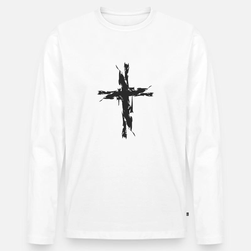 Kreuz 2 dick - Männer Premium Bio Langarmshirt - Weiß