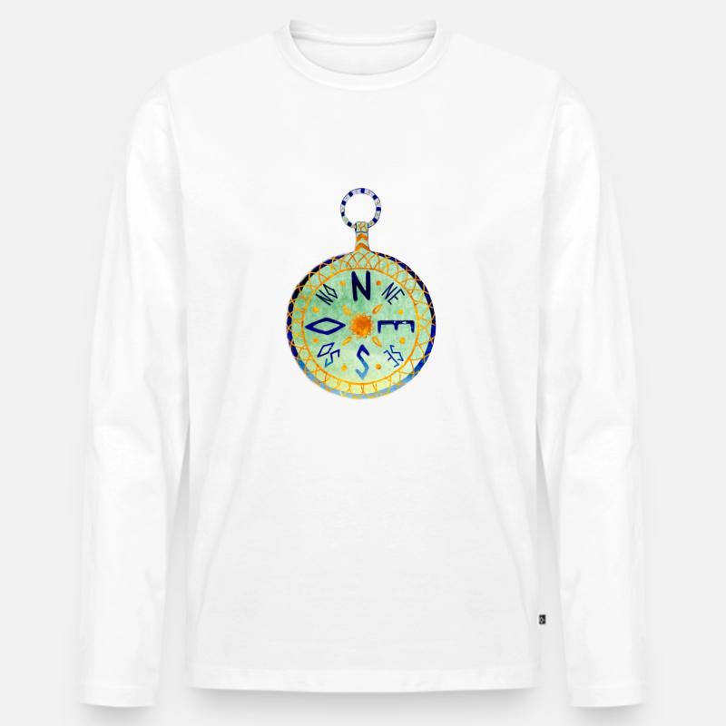 Compass - Männer Premium Bio Langarmshirt - Weiß