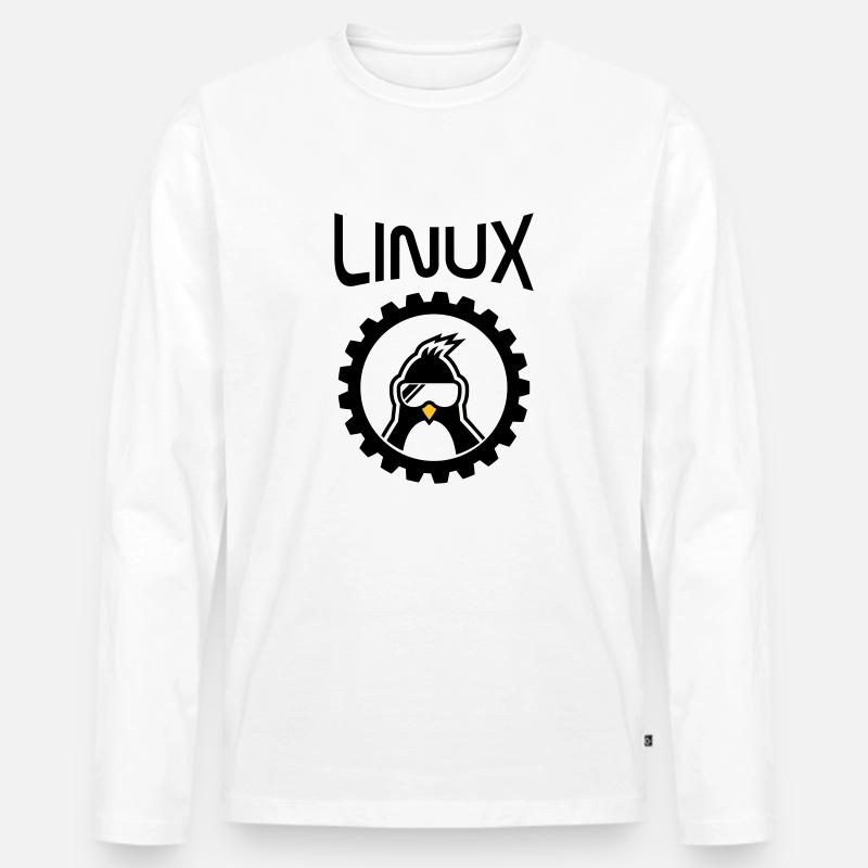 linux wheel - Männer Premium Bio Langarmshirt - Weiß