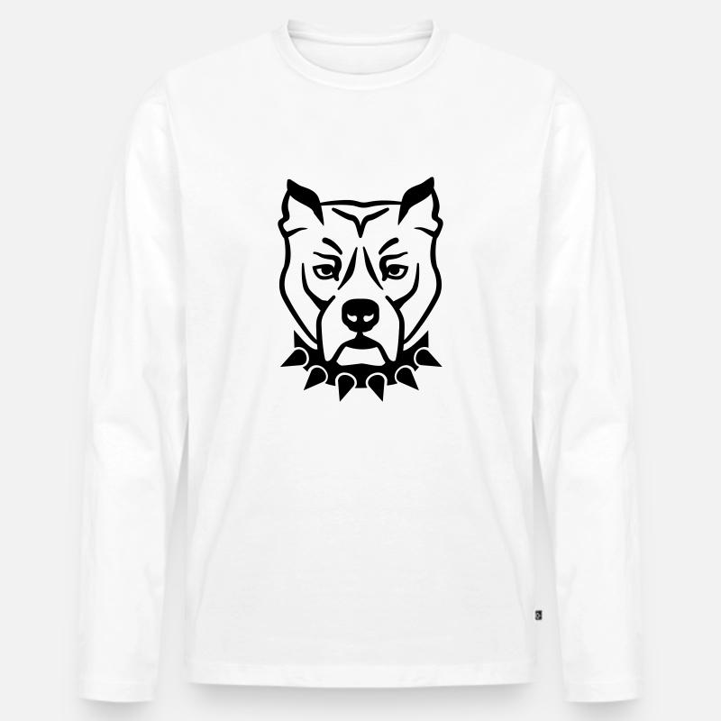 Pitbull - Männer Premium Bio Langarmshirt - Weiß