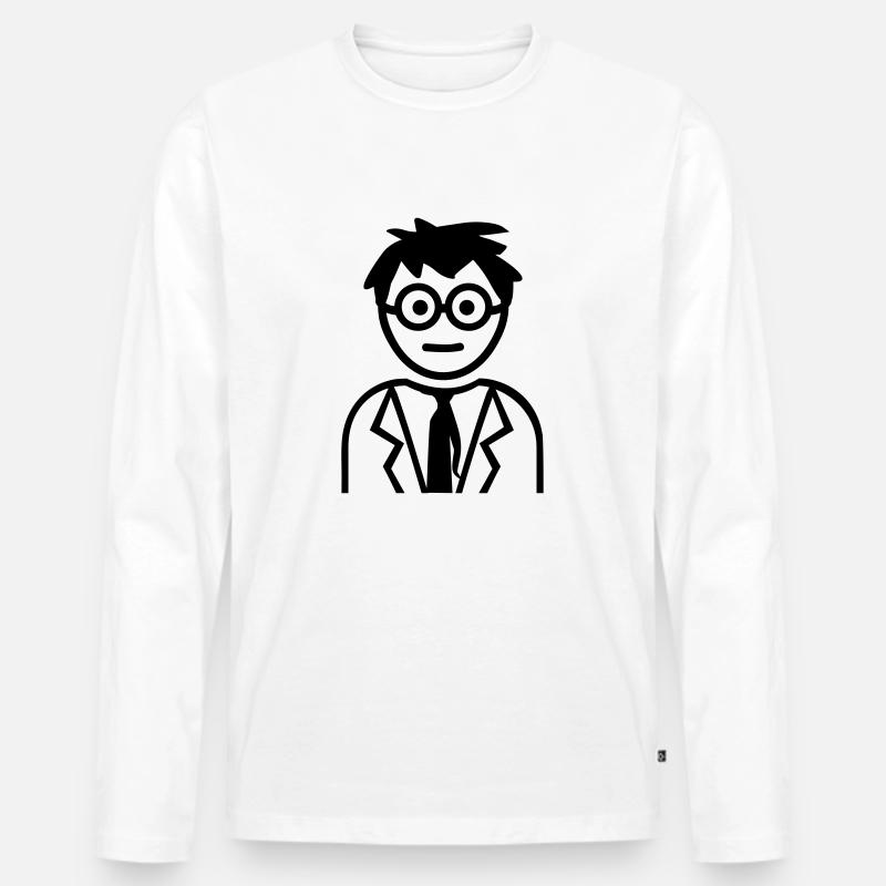 Professor - Männer Premium Bio Langarmshirt - Weiß