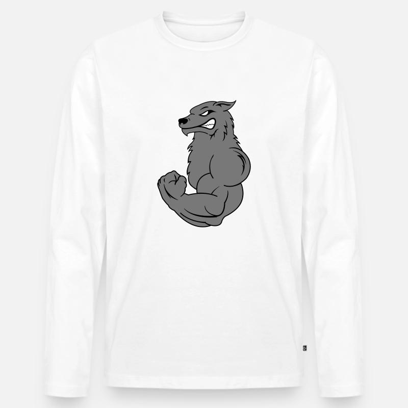 strong_wolf_2 - Männer Premium Bio Langarmshirt - Weiß