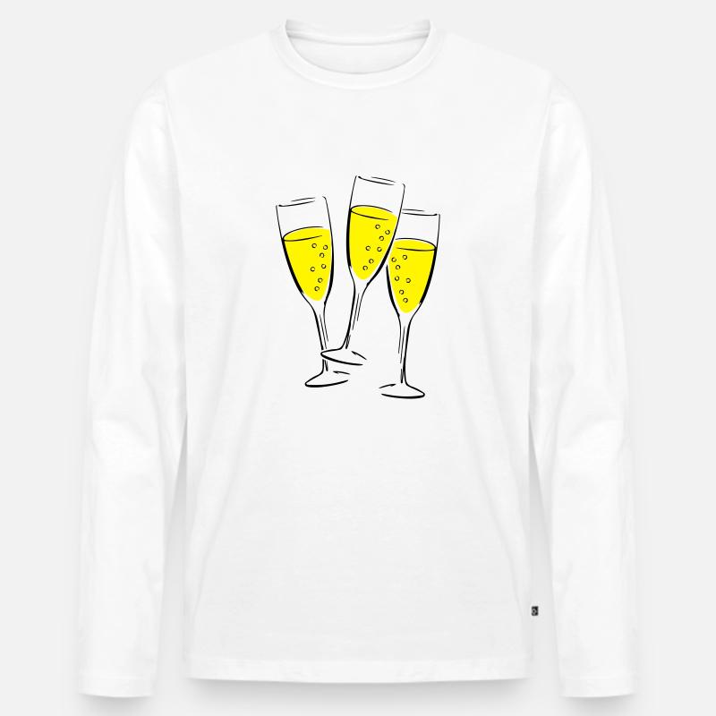 sekt glaeser illustration - Männer Premium Bio Langarmshirt - Weiß