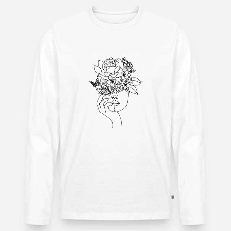 Fiori nei capelli - Maglia a manica lunga ecologica premium da uomo - bianco