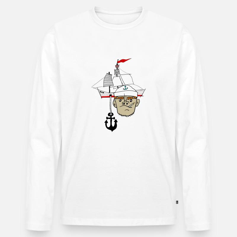 Matrose Anker Schiff - Männer Premium Bio Langarmshirt - Weiß
