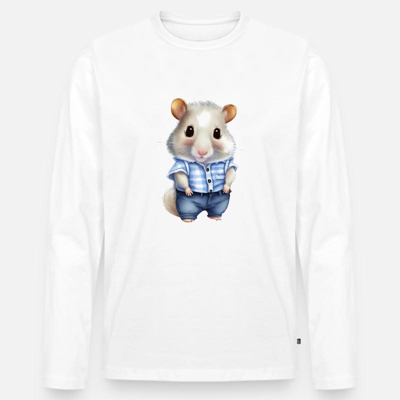 Süßer Hamster - Männer Premium Bio Langarmshirt - Weiß