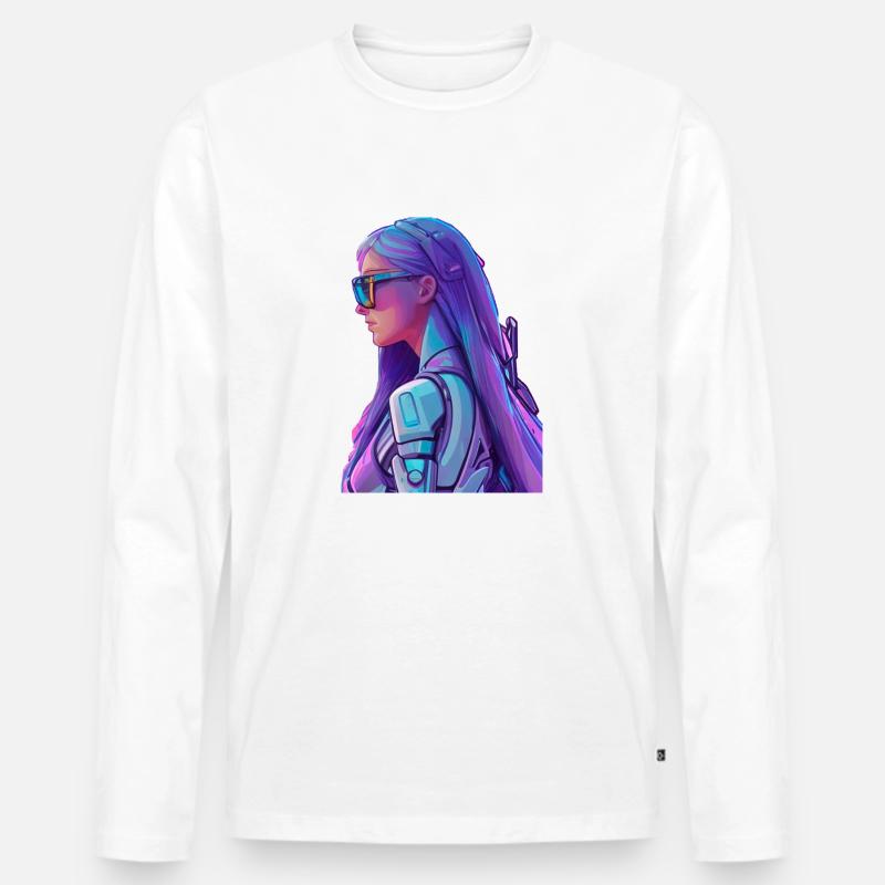 Space Fighter - Männer Premium Bio Langarmshirt - Weiß
