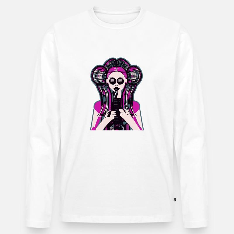 Musik Mädchen - Männer Premium Bio Langarmshirt - Weiß