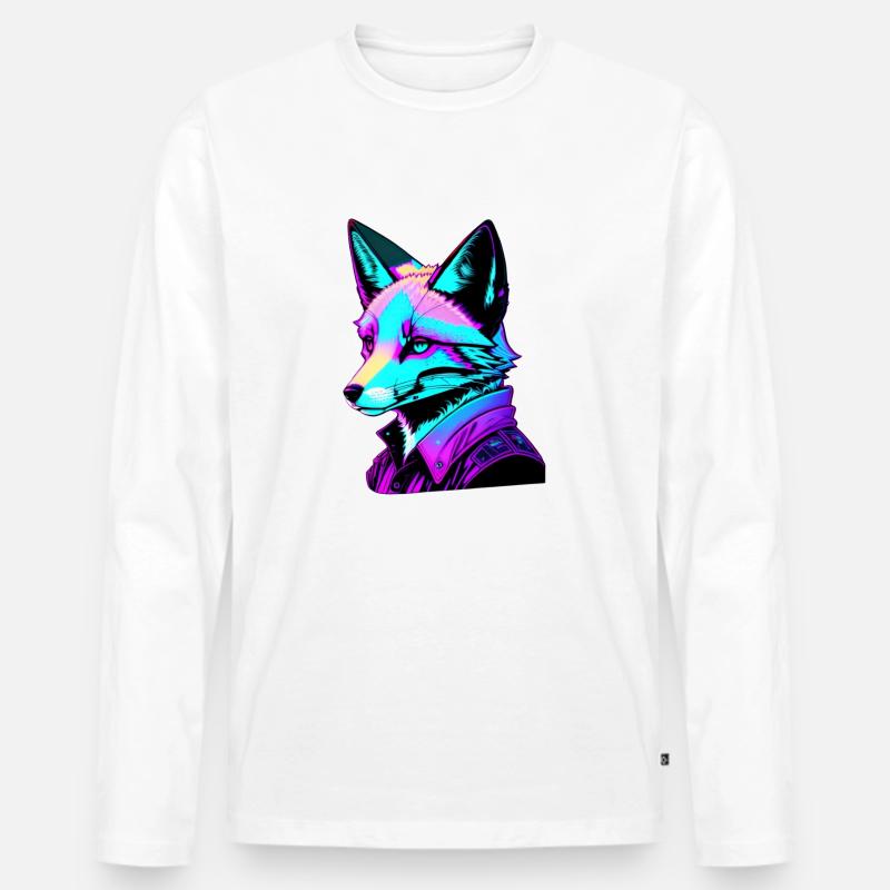 Fuchs Design Future Space bunt - Männer Premium Bio Langarmshirt - Weiß