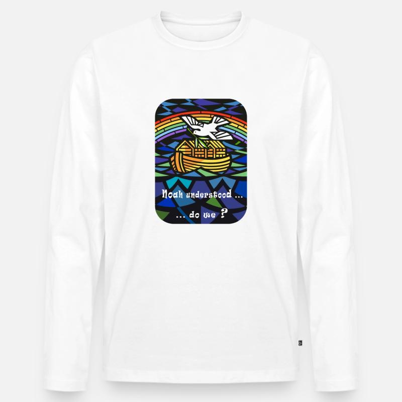 Noahs Regenbogen - Männer Premium Bio Langarmshirt - Weiß