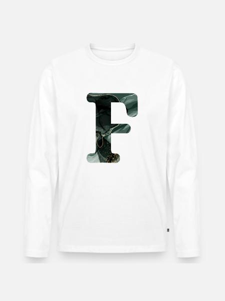 Letter f marbled green - Men's Premium Organic Long Sleeve Shirt - white