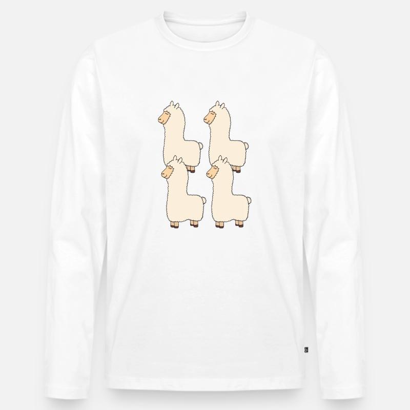 lama viererpack - Männer Premium Bio Langarmshirt - Weiß