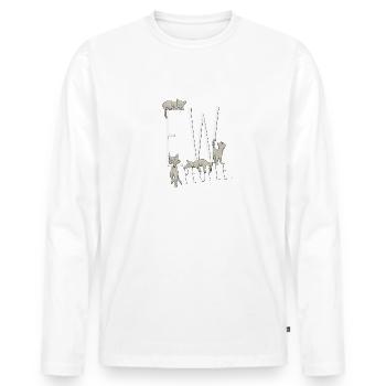 Euh, les gens. Sarcastique, Ironique, Chat Humour - T-shirt manches longues Premium bio Homme - blanc - Devant - Nico (187cm)