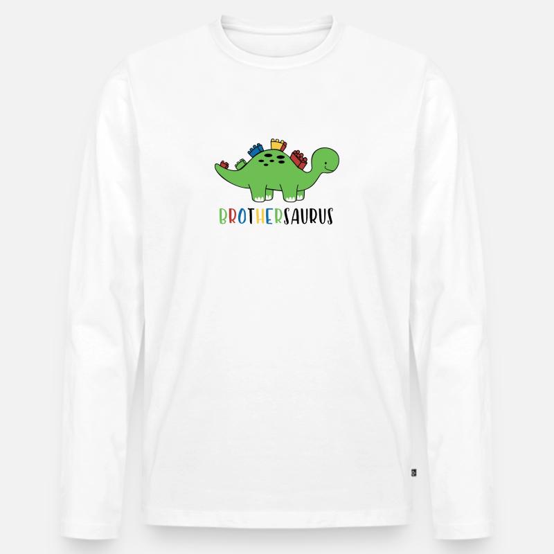Brothersaurus - Männer Premium Bio Langarmshirt - Weiß