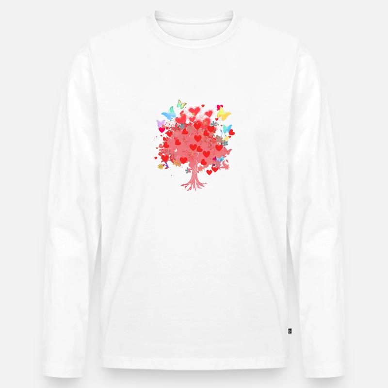Baum des Lebens ,Lebensbaum,herzen,schmetterlinge - Männer Premium Bio Langarmshirt - Weiß