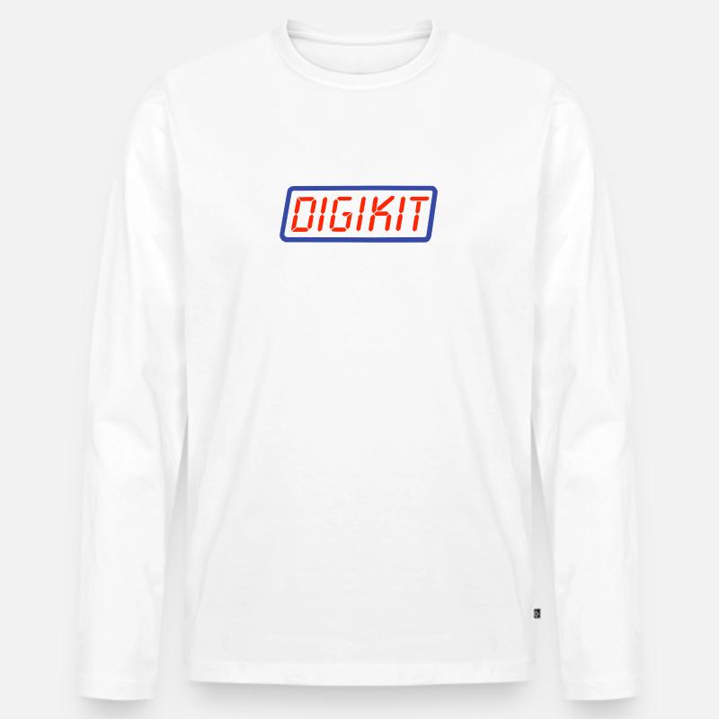 Digikit - Männer Premium Bio Langarmshirt - Weiß