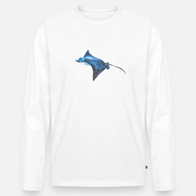Rochen Adlerrochen Fisch Meerestier - Männer Premium Bio Langarmshirt - Weiß