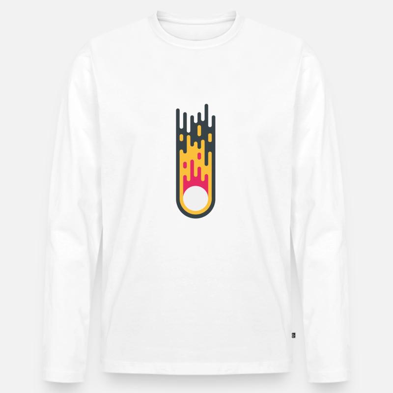 Meteor | Flat Design - Männer Premium Bio Langarmshirt - Weiß