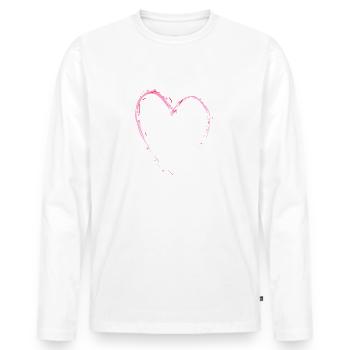Dear Shuffle Dance - pink heart with dancer - Men's Premium Organic Long Sleeve Shirt - white - Front - Nico (187cm)