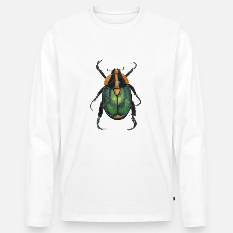 Kaefer2 - Männer Premium Bio Langarmshirt - Weiß