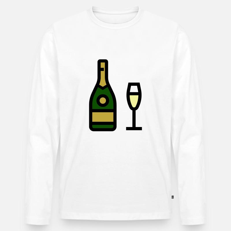 Champangnerglas, Sekt, Sektglas - Männer Premium Bio Langarmshirt - Weiß