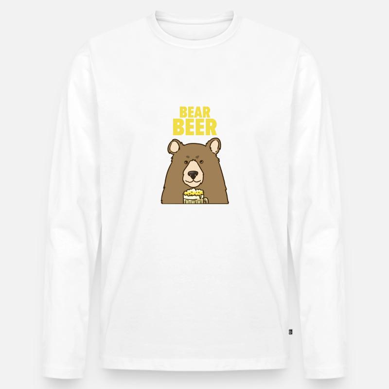 Bier Bär - Männer Premium Bio Langarmshirt - Weiß