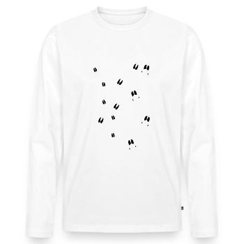 Fährte Wildschwein, Mufflon, Reh - Männer Premium Bio Langarmshirt - Weiß - Vorne - Nico (187cm)
