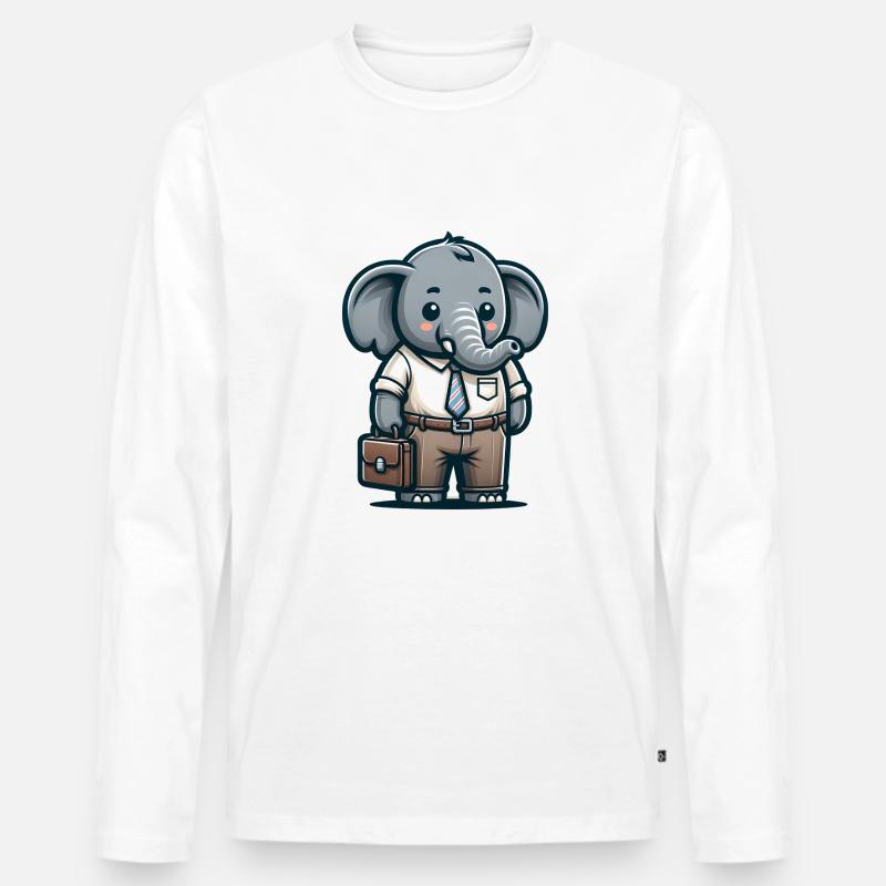 Cute Elephant Teacher - Männer Premium Bio Langarmshirt - Weiß